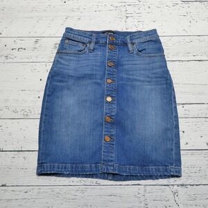 J Crew Denim Skirt Womens 26 Button Front Pencil Jean Pockets Classic Casual